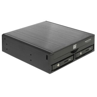 DeLOCK Premium 2x 2,5'' HDD/SSD + Slim Drive naar 5,25'' slot mobile rack / zwart