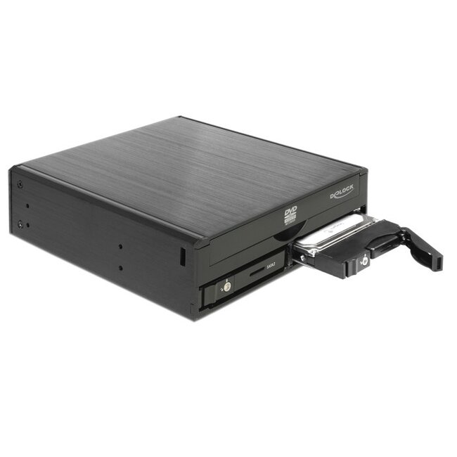 Premium 2x 2,5'' HDD/SSD + Slim Drive naar 5,25'' slot mobile rack / zwart