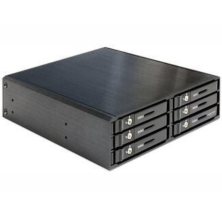 DeLOCK Premium 6x 2,5'' HDD/SSD naar 5,25'' slot mobile rack / zwart