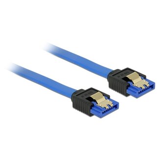DeLOCK SATA datakabel - plat - SATA600 - 6 Gbit/s / blauw - 0,10 meter