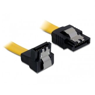 Goobay SATA datakabel - recht / haaks naar beneden - plat - SATA600 - 6 Gbit/s / geel - 0,10 meter