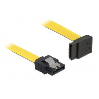 DeLOCK SATA datakabel - recht / haaks naar boven - plat - SATA600 - 6 Gbit/s / geel - 0,30 meter