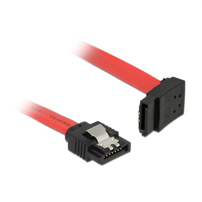 SATA datakabel - recht / haaks naar boven - plat - SATA600 - 6 Gbit/s / rood - 0,30 meter