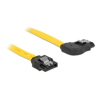 DeLOCK SATA datakabel - recht / haaks naar links - plat - SATA600 - 6 Gbit/s / geel - 0,30 meter