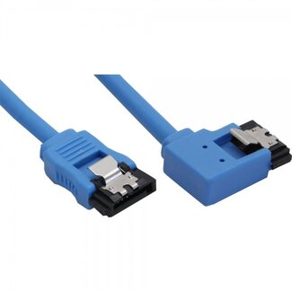 InLine SATA datakabel - recht / haaks naar links - rond - SATA600 - 6 Gbit/s / blauw - 0,15 meter