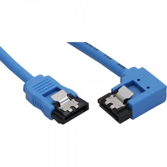 InLine SATA datakabel - recht / haaks naar rechts - rond - SATA600 - 6 Gbit/s / blauw - 0,50 meter