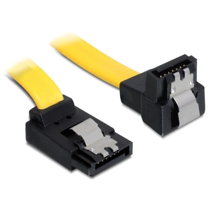 DeLOCK SATA datakabel - haaks naar boven / haaks naar beneden - plat - SATA600 - 6 Gbit/s / geel - 0,70 meter