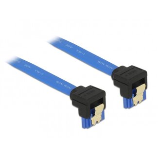 DeLOCK SATA datakabel - haaks naar beneden / haaks naar beneden - plat - SATA600 - 6 Gbit/s / blauw - 0,20 meter