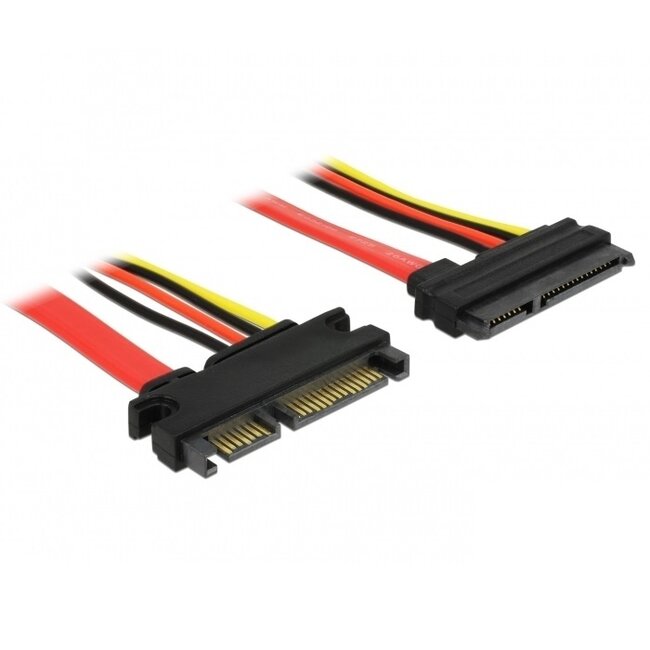 SATA data- en voeding verlengkabel - 5V + 12V - SATA600 - 6 Gbit/s - 0,10 meter