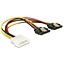 Molex (m) - 2x SATA (v) met metalen klem splitter - 0,20 meter