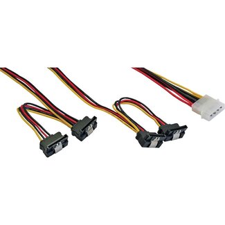 InLine Molex (m) - 4x SATA (v) haaks met metalen klem splitter - 0,50 meter