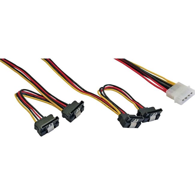 Molex (m) - 4x SATA (v) haaks met metalen klem splitter - 0,50 meter