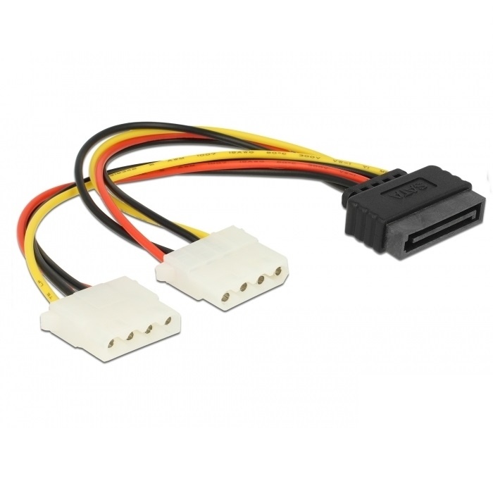 DeLOCK SATA 15pin > 2x 4pin Molex female 20cm
