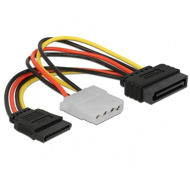 SATA (m) - SATA (v) en Molex (v) splitter - 0,15 meter