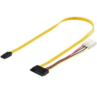 Goobay SATA naar SATA data- en Molex voedingskabel - SATA600 - 6 Gbit/s / geel - 0,50 meter