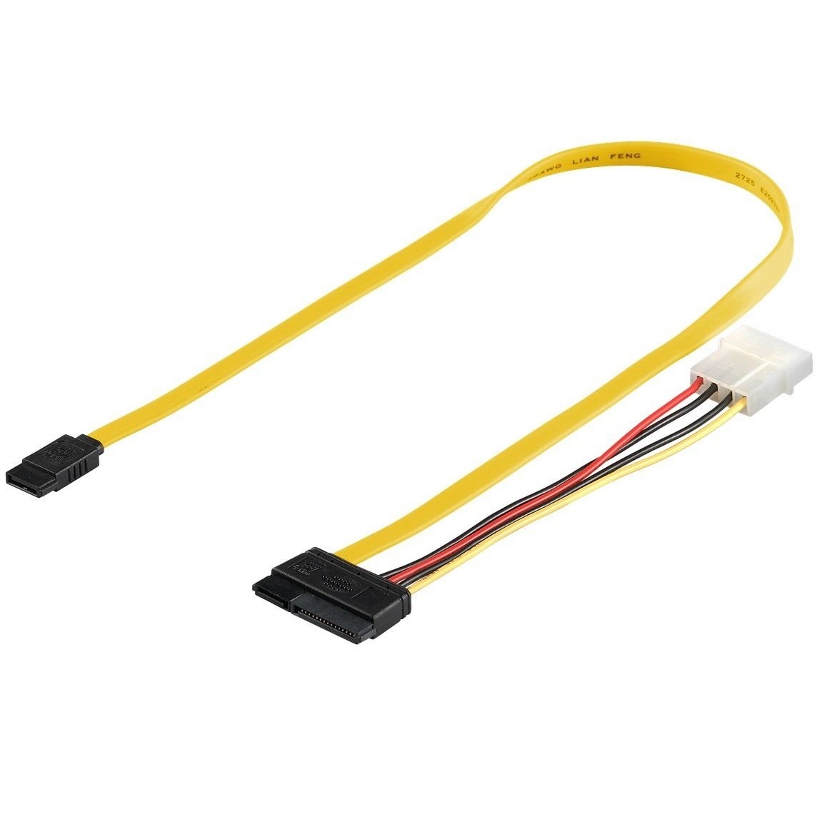Goobay CAK SATA 150-050 data + power 0.50m. Snoerlengte: 0,5 m, Kleur van het product: Rood