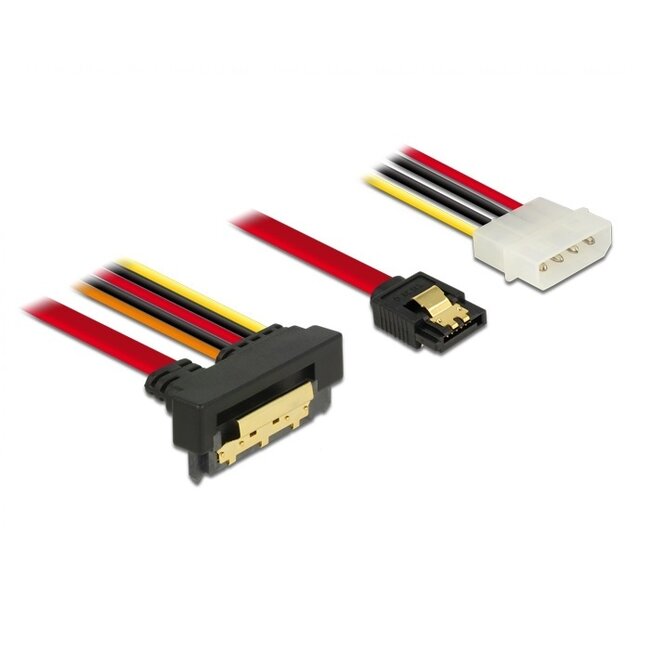 SATA haaks naar SATA data- en Molex voedingskabel - SATA600 - 6 Gbit/s / rood - 0,30 meter