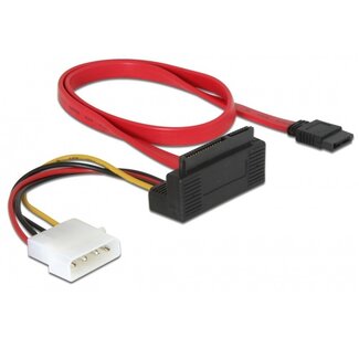 DeLOCK SATA haaks naar SATA data- en Molex voedingskabel - SATA300 - 3 Gbit/s / rood - 0,50 meter