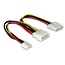 Molex (m) - Floppy (v) + Molex (v) voedingskabel - 0,20 meter