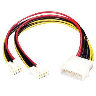 Goobay Molex (m) - 2x Floppy (v) voedingskabel - 0,15 meter