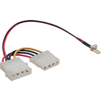 InLine Molex (m) - 3-pins Case Fan (v) + Molex (v) voedingskabel - 0,25 meter