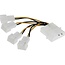 Molex (m) - 4x 3-pins Case Fan (m) voedingskabel - 0,15 meter