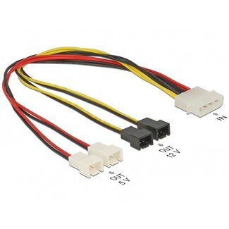 Goobay Molex (m) - 4x 3-pins Case Fan (m) voedingskabel (2x 12V + 2x 5V) - 0,15 meter