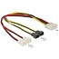 Molex (m) - 4x 3-pins Case Fan (m) voedingskabel (2x 12V + 2x 5V) - 0,15 meter