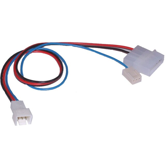 Molex (m) - 1x 3-pins Case Fan 5V (m) + 1x 3-pins Case Fan moederbord (v) voedingskabel - 0,30 meter