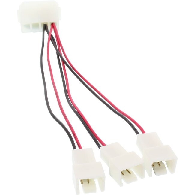 Molex (m) - 3x 3-pins Case Fan 5V (m) voedingskabel - 0,15 meter