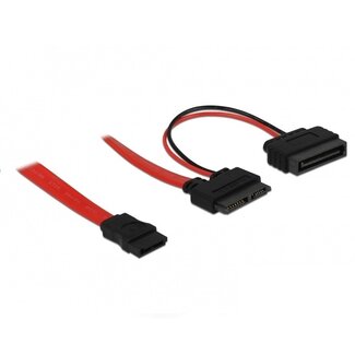 DeLOCK Slim SATA (v) - SATA data (v) + SATA voeding (m) kabel / SATA600 - 6 Gbit/s - 0,30 meter