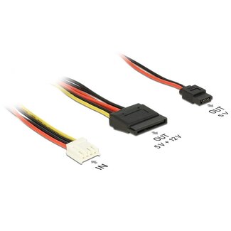 DeLOCK Floppy 4-pins (v) - SATA 15-pins (v) + Slim SATA 6-pins (v) voedingskabel - 0,20 meter