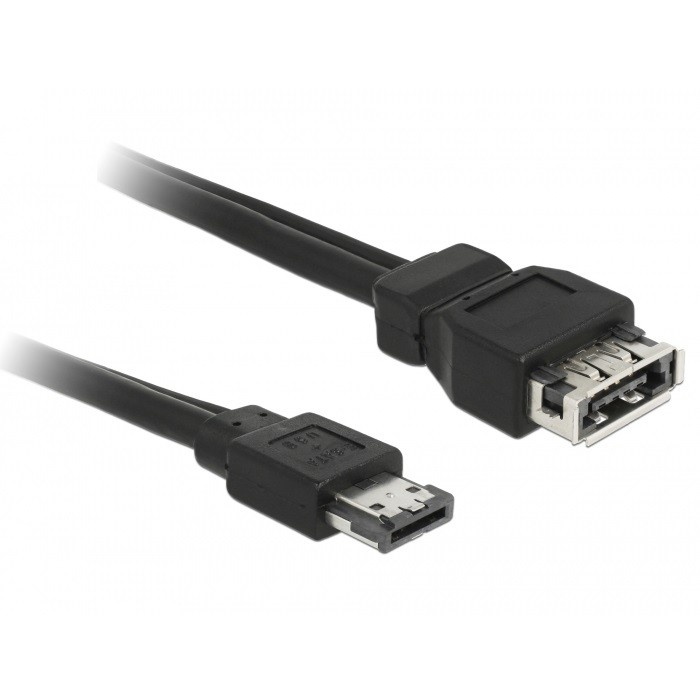 DeLOCK Power Over eSATA Extension cable male-female 1m SATA-kabel Zwart