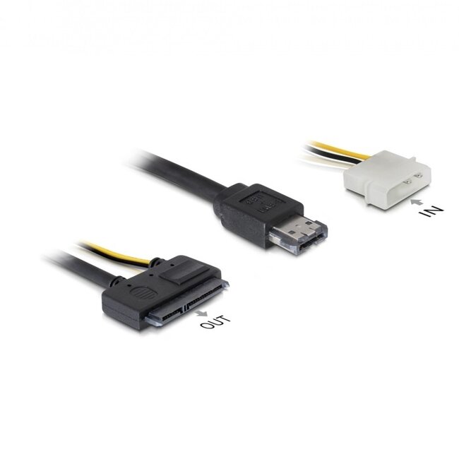 Power over eSATA (eSATAp) 5V + Molex 12V naar SATA 22-pins kabel voor 2,5''/3,5'' HDD - SATA300 - 3 Gbit/s / zwart - 1 meter