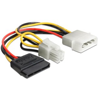 DeLOCK Molex (m) - ATX12V P4 (m) + SATA (v) voedingskabel - 0,15 meter