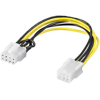 Goobay PCIe 6-pins (v) - PCIe 8-pins (m) voedingskabel - 0,20 meter