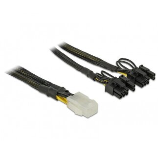 DeLOCK PCIe 6-pins (v) - 2x PCIe 8-pins (6+2) (m) voedingskabel - 0,30 meter
