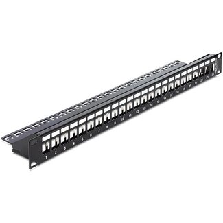 DeLOCK Delock 19 inch patch panel met kabelgeleiding | voor 24 Keystone modules | 1U | zwart