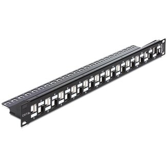 DeLOCK 19'' Patch Panel 1U met gespreide poorten voor 24 Keystone modules / zwart