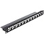 19'' Patch Panel 1U met gespreide poorten voor 24 Keystone modules / zwart