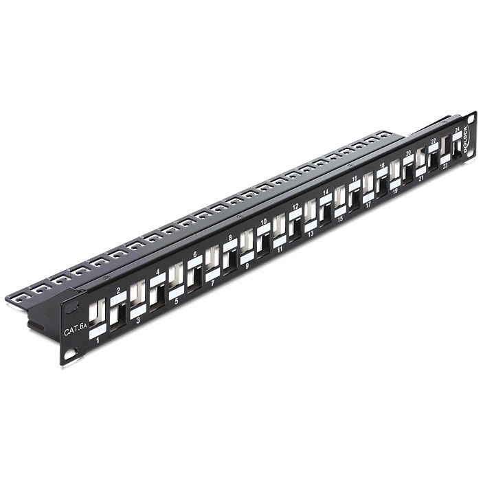 DeLock Keystone 19" Patchpanel - 24 poorts gelaagd (met trekontlasting)