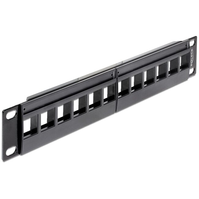 10'' Patch Panel voor 12 Keystone modules / zwart