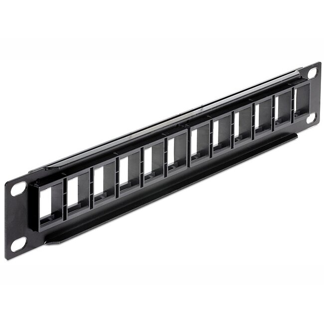 Delock 10 inch patch panel | voor 12 Keystone modules | 1U | zwart