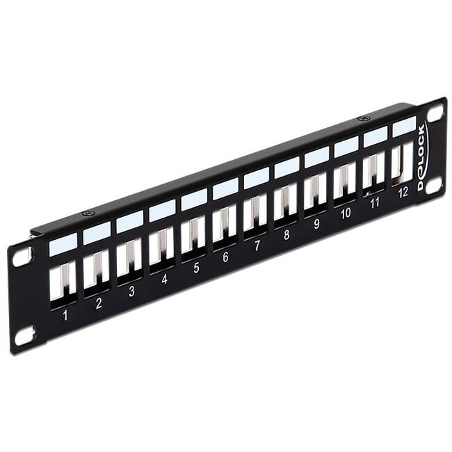 Premium 10'' Patch Panel voor 12 Keystone modules / zwart