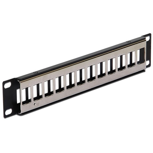 Delock 10 inch patch panel | voor 12 Keystone modules | 1U | zwart