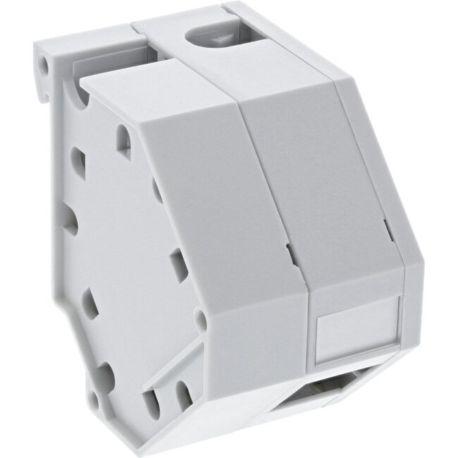 DIN-Rail houder voor 1 Keystone module met extra houder voor trekontlasting / grijs