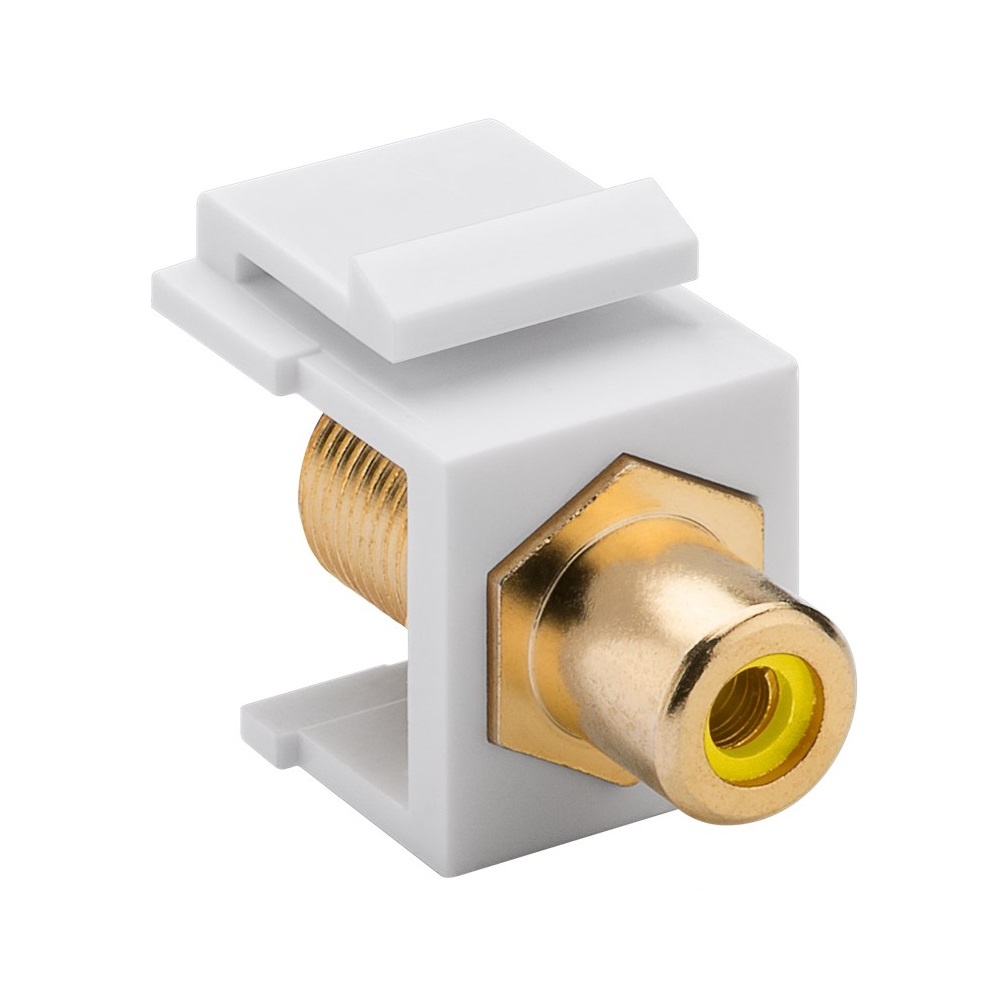Keystone module F (v) - Tulp RCA (v) video (geel) verguld / wit