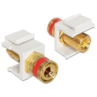 DeLOCK Keystone module met draaiklem en schroef voor luidsprekerkabel (rood) / wit