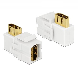 DeLOCK Keystone module HDMI (v) - HDMI (v) haaks - versie 2.0 (4K 60Hz) / wit