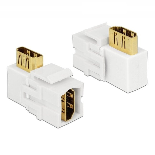 Keystone module HDMI (v) - HDMI (v) haaks - versie 2.0 (4K 60Hz) / wit